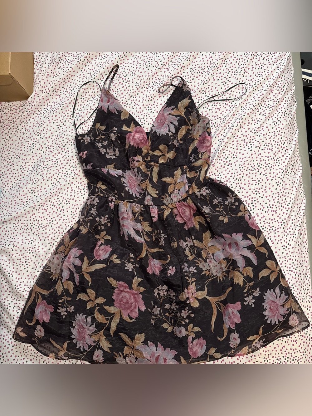 American Eagle Outfitters Black Floral Spaghetti Strap Dress